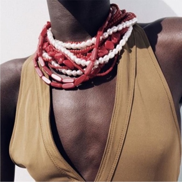 Zara Jewelry - NWT Zara Multi-strand Beaded Necklace with Pearl appliqués